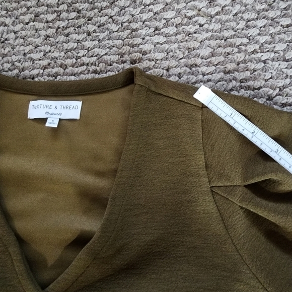 𝅺Madewell Texture & Thread Crepe Balloon-Sleeve Dress Womens Size S - Picture 8 of 11